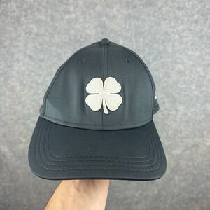 Black Clover Hat Fitted L/XL Black Embroidered Clover Live Lucky Golf